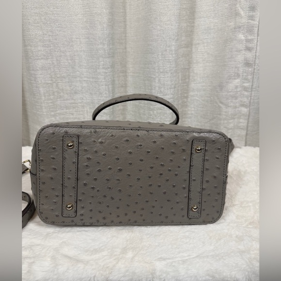 Dooney & Bourke Gray Ostrich Leather Satchel Crossbody Bag Purse - Picture 7 of 12